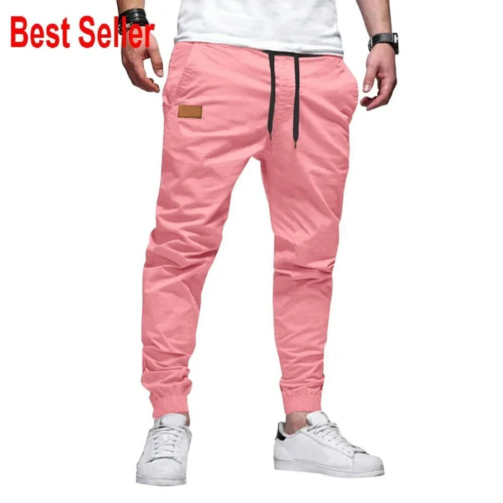 Men's Casual Joggers Tapered Fit Twill Cargo Pants Activewear Sweatpants